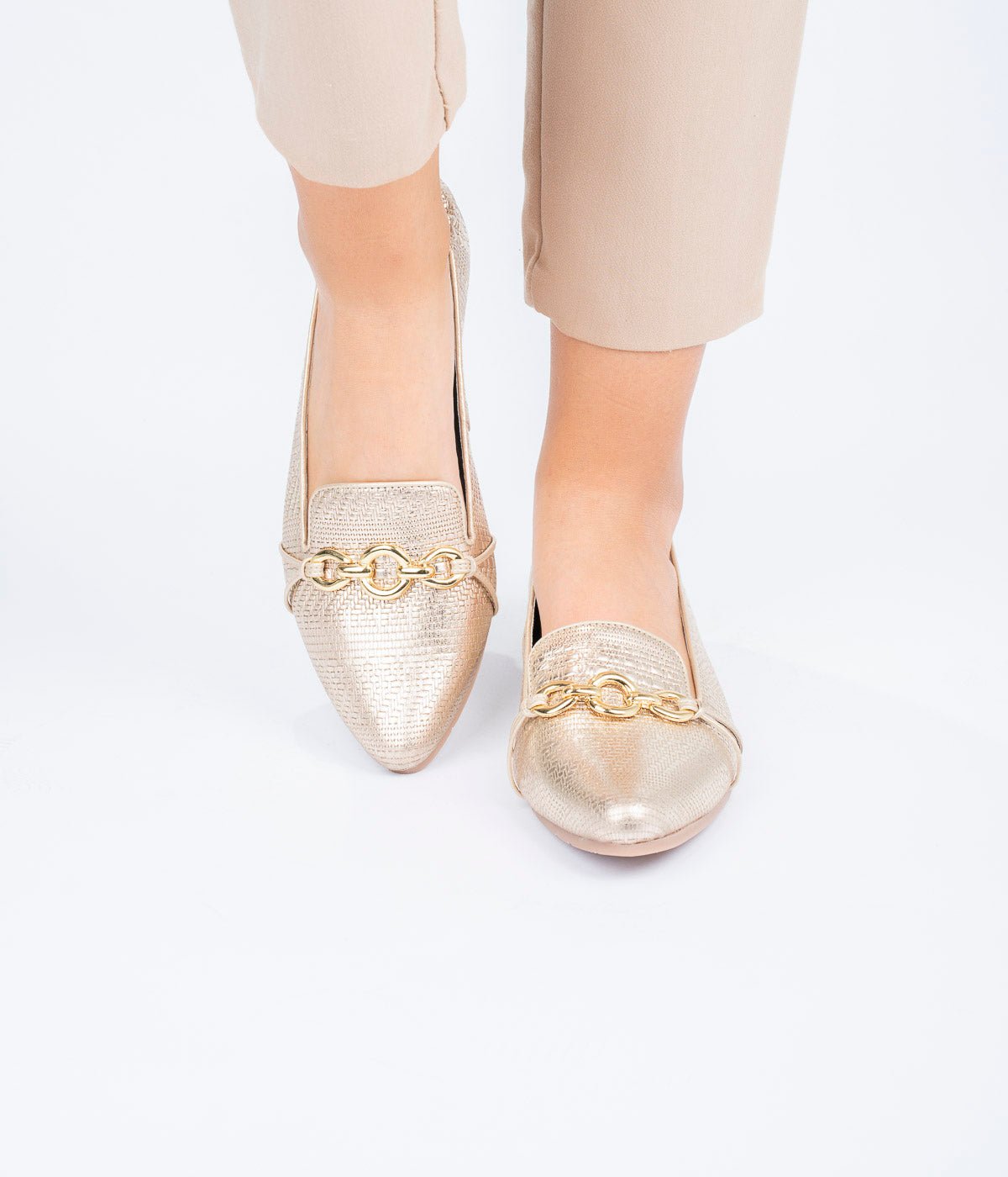 Baleta Eslabón Dorado - Khala Design | Bolsos y zapatos en cuero para mujer
