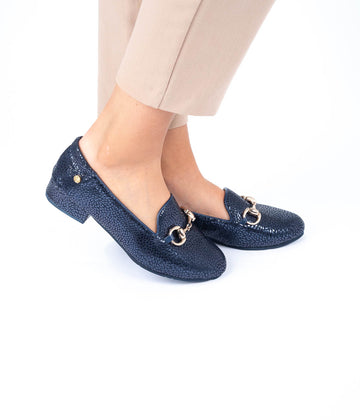 BALETA CÓMODA DE TACÓN AZUL