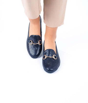 BALETA CÓMODA DE TACÓN AZUL
