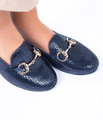 BALETA CÓMODA DE TACÓN AZUL