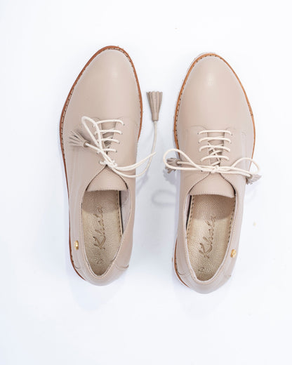 Oxford Amalia Taupe - Khala Design | Bolsos y zapatos en cuero para mujer