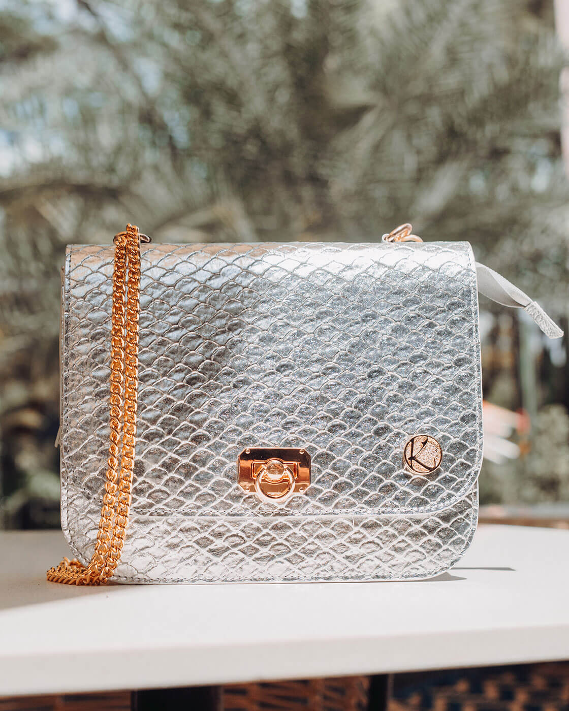 Bolso Celeste Folia Plata